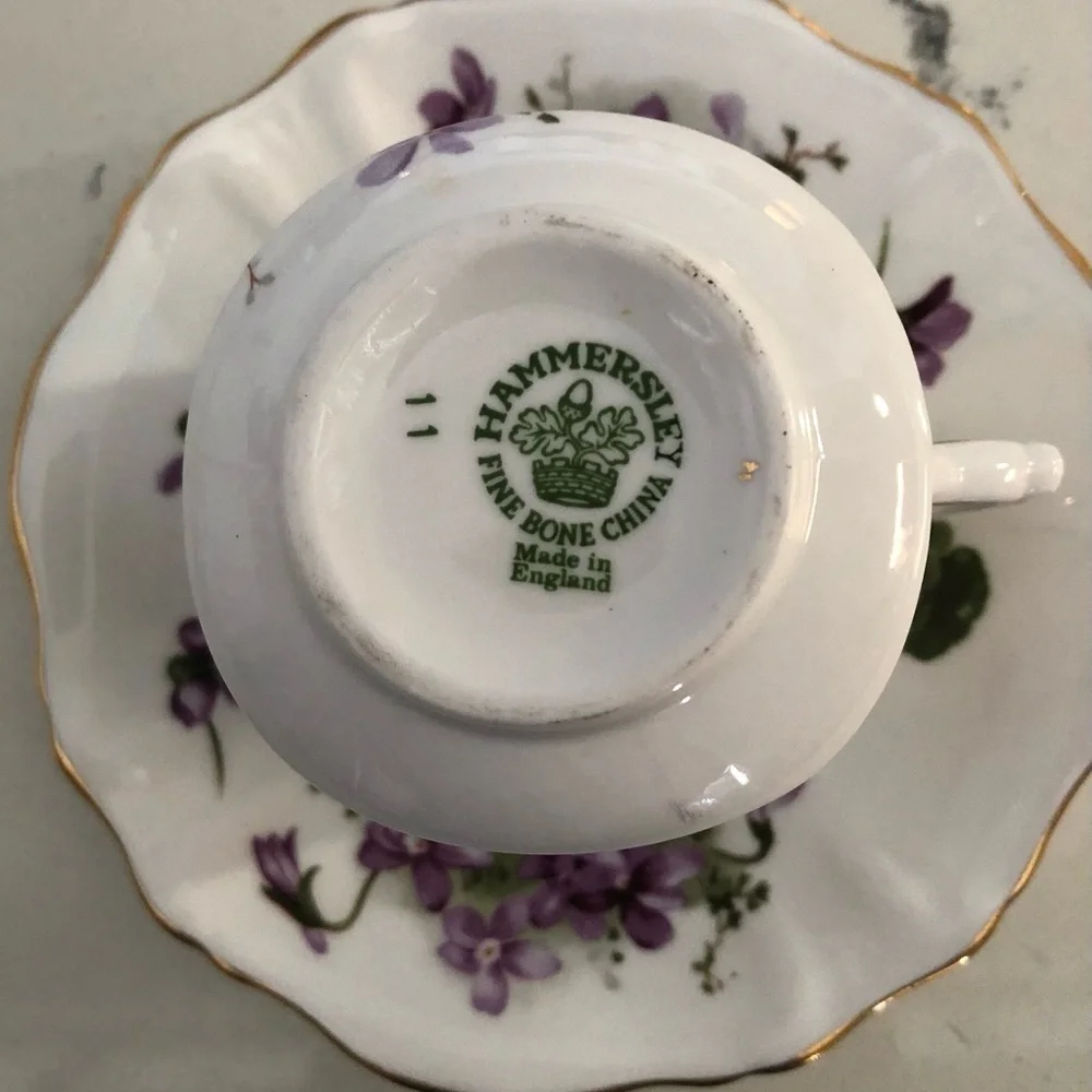 VTG Hammersley Victorian Violets Teacup and Saucer~Bone China VTG
